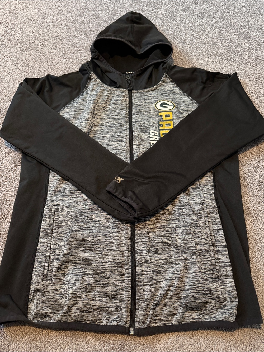 Green Bay Packers Women's Black & Gray Hooded Zip Jacket